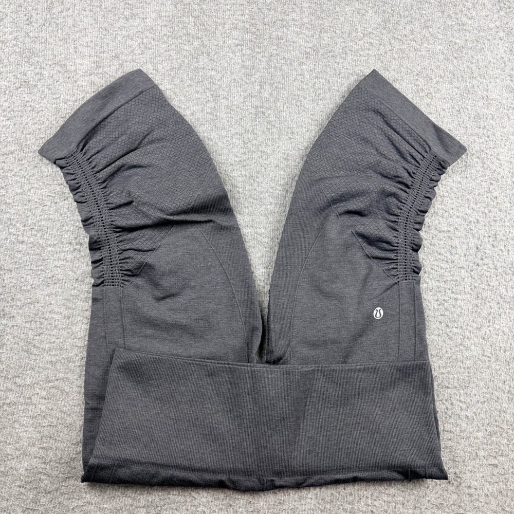 Lululemon Ebb to Street‎ Crop Gray Ruched Seamless Leggings Size 6 Yoga Pants
